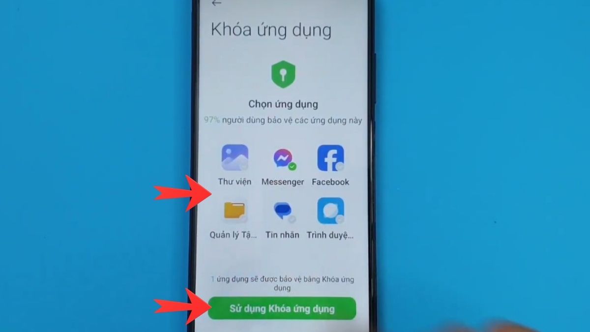 Nhấn nút sử dụng để hoàn tất cách khoá ứng dụng trên xiaomi cho phần mềm.