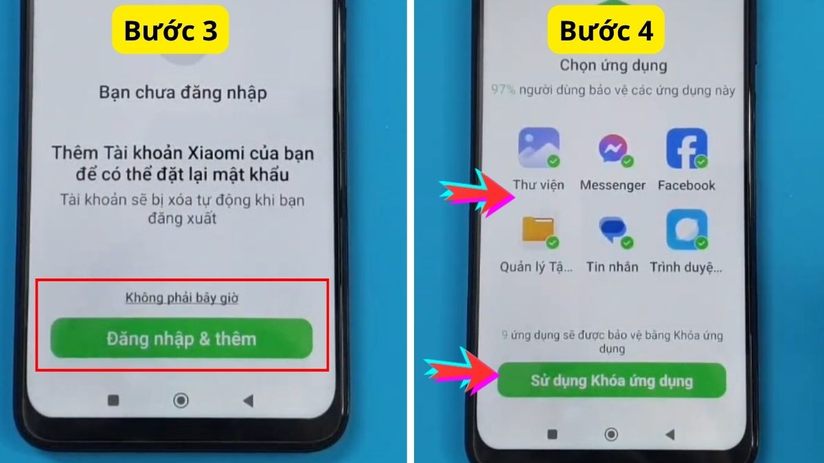 Đăng nhập tài khoản Mi giúp khôi phục mật khẩu cách khoá ứng dụng trên xiaomi.