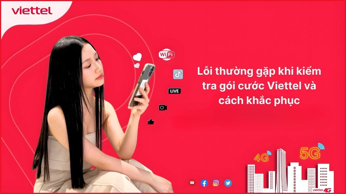 Cô gái sử dụng điện thoại, minh họa lỗi thường gặp khi kiểm tra khuyến mãi data viettel (lỗi kết nối).