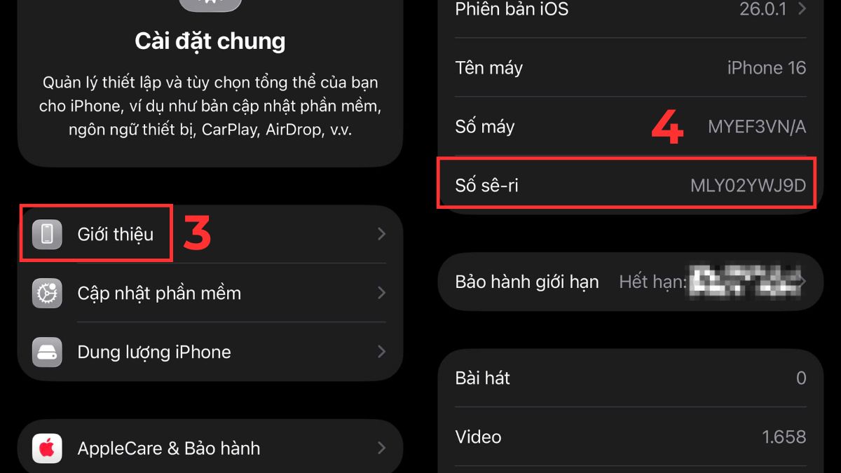 Xem Số sê-ri trong phần Giới thiệu để cách kiểm tra iphone 13 pro max thật giả
