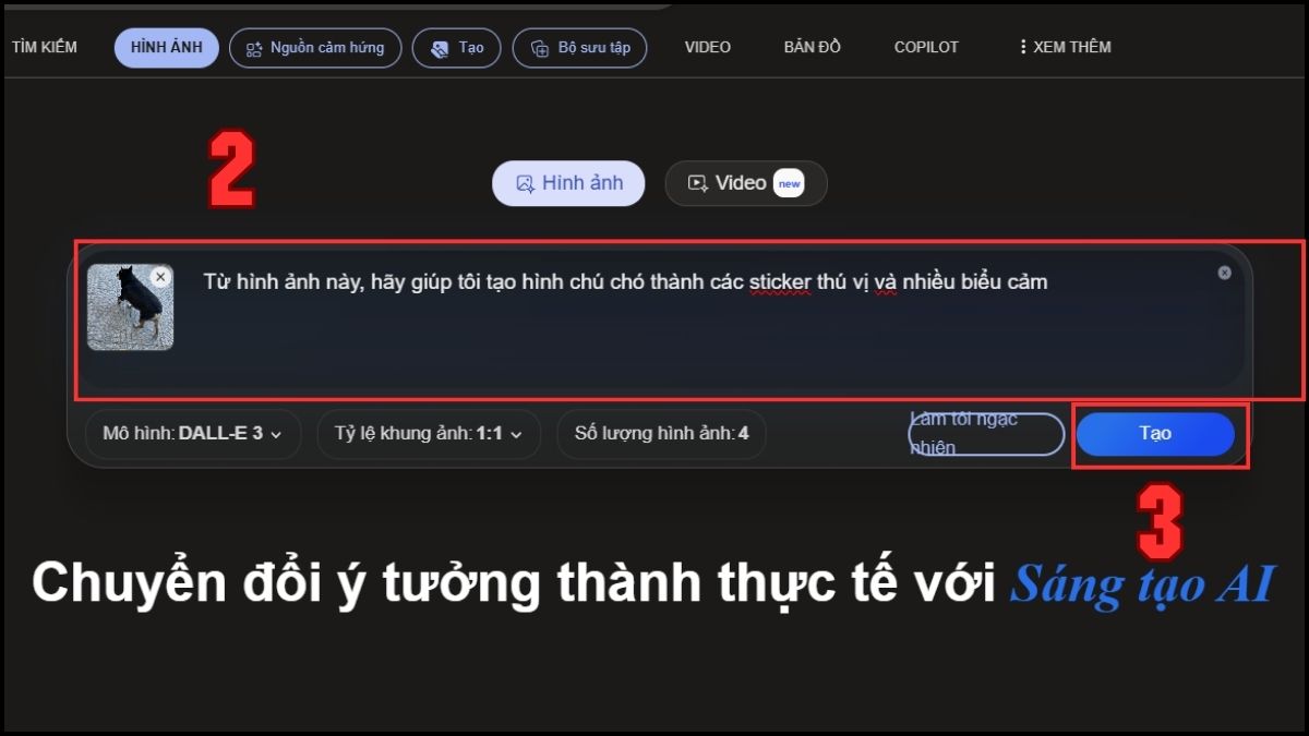 Nhập câu lệnh AI để tạo sticker bằng ảnh của mình một cách sáng tạo.