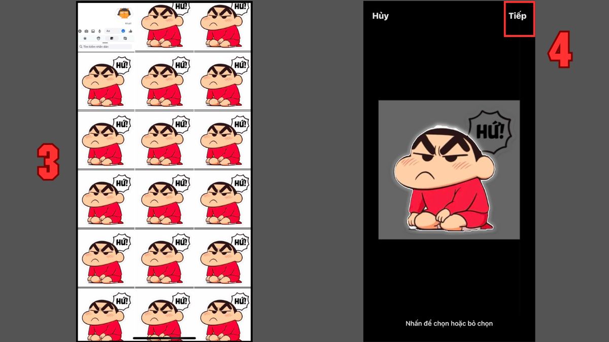 Chọn hình ảnh từ thư viện để tạo sticker bằng ảnh của mình cho Messenger.