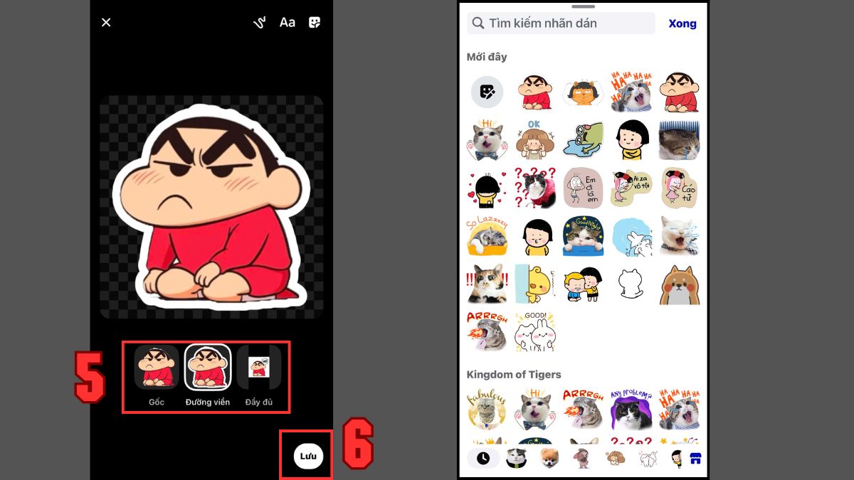 Lưu và sử dụng nhãn dán tự làm sau khi thực hiện cách làm sticker trên Android.