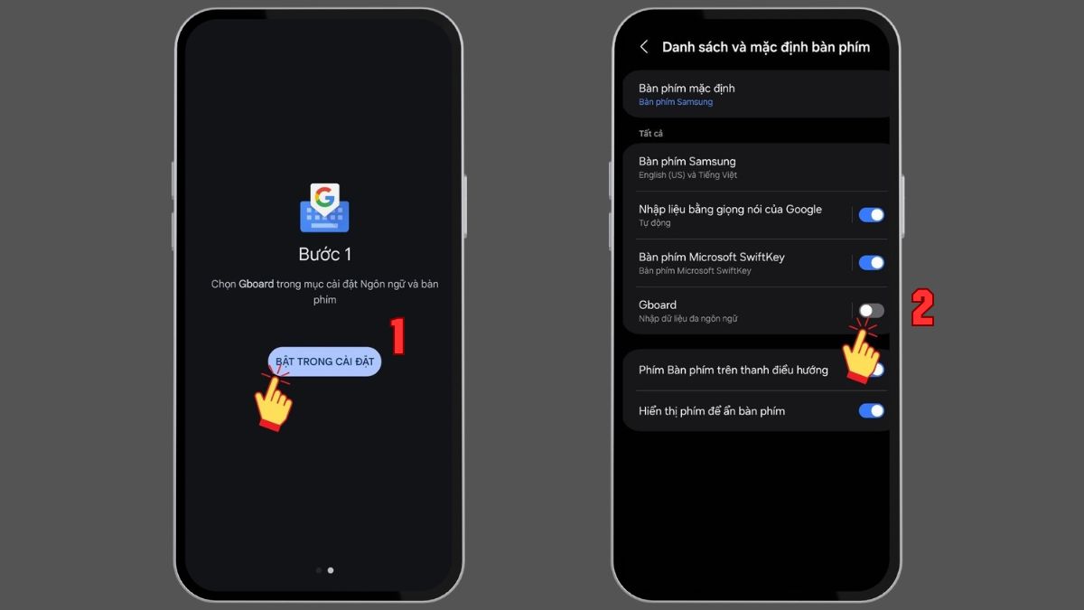 Kích hoạt bàn phím Gboard để thực hiện cách làm sticker trên Android nhanh.