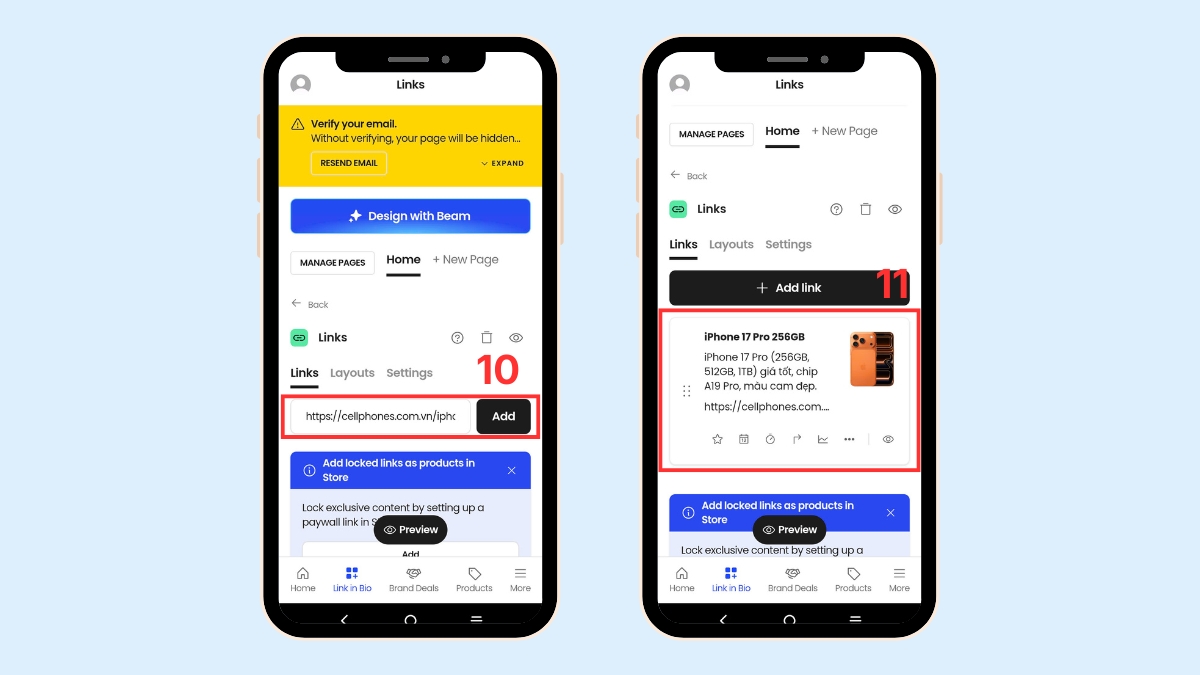 Gắn link sản phẩm cụ thể vào bio trong cách liên kết tiktok với shopee.