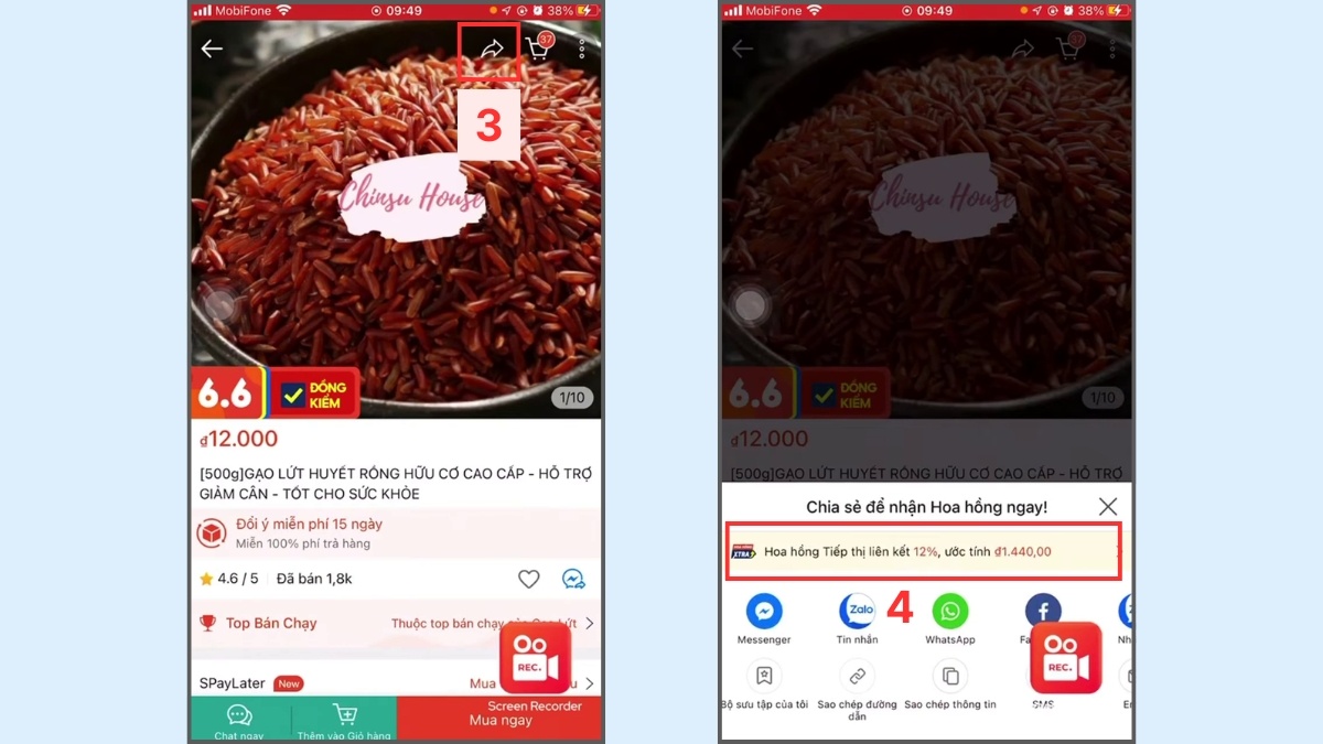 Kiểm tra mức hoa hồng sản phẩm trước khi thực hiện cách liên kết tiktok với shopee.