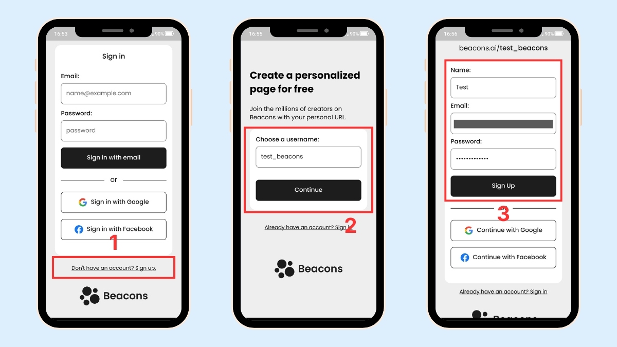 Quy trình đăng ký Beacons giúp tối ưu cách liên kết tiktok với shopee hiệu quả.