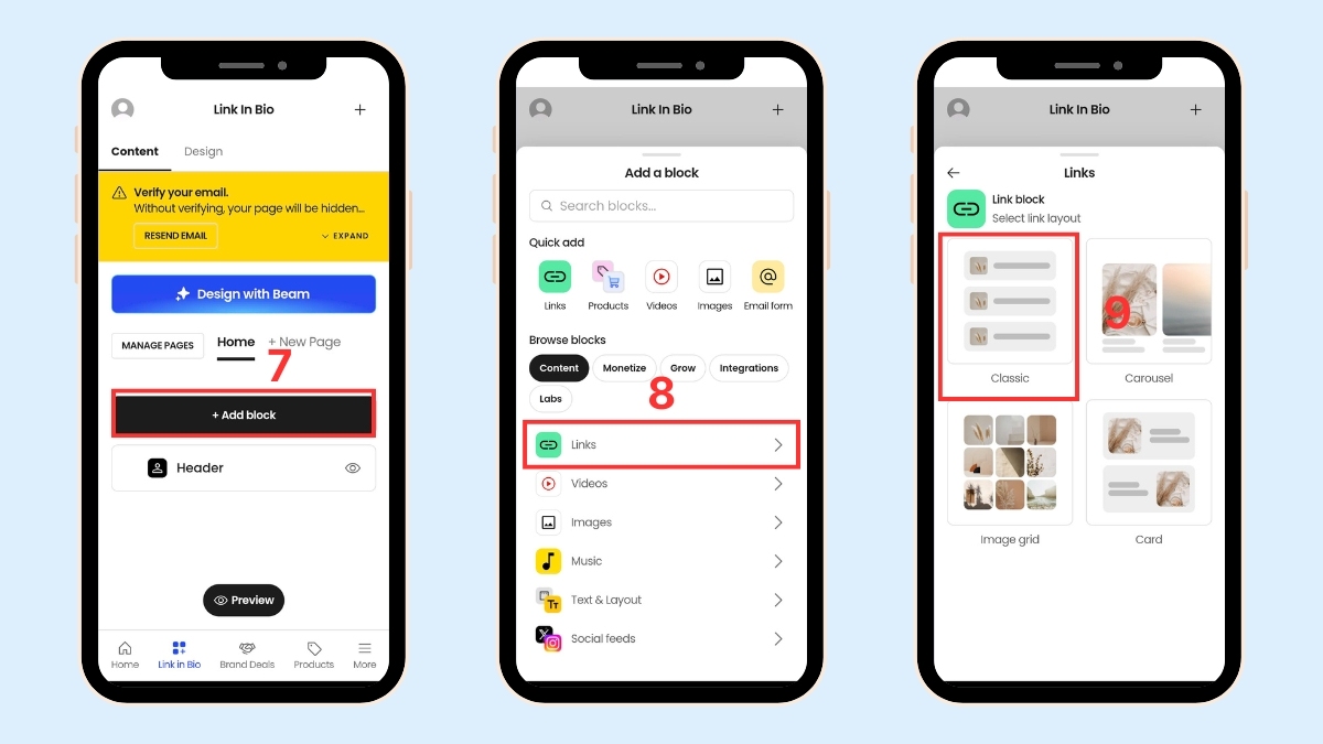 Thêm các khối chức năng hỗ trợ cách liên kết tiktok với shopee chuyên nghiệp.