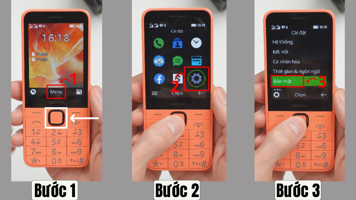 Vào Menu cài đặt để thực hiện cách tắt khóa bàn phím nokia 215.