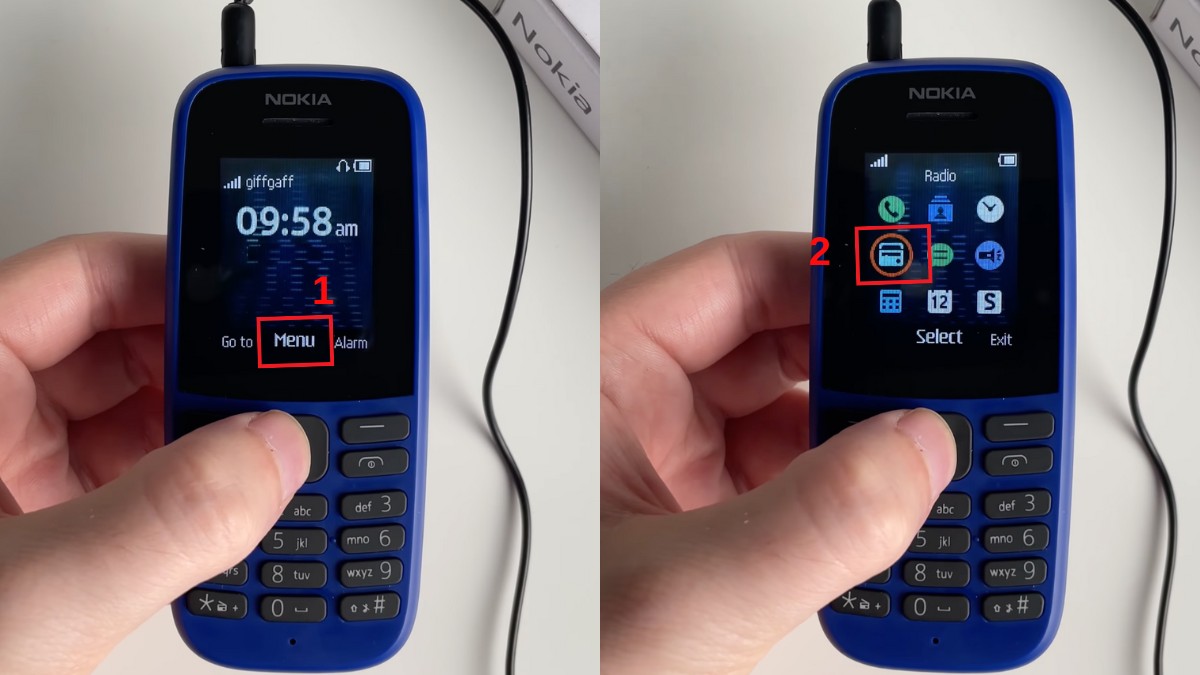 Truy cập Menu Radio để chuẩn bị thực hiện cách mở loa ngoài điện thoại Nokia cục gạch.
