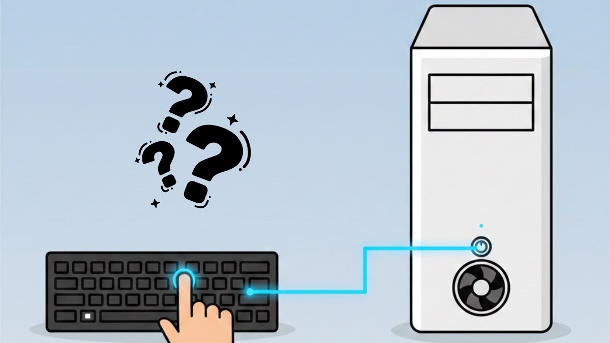 Hướng dẫn cách mở máy tính cây bằng bàn phím khi nút nguồn bị hỏng.