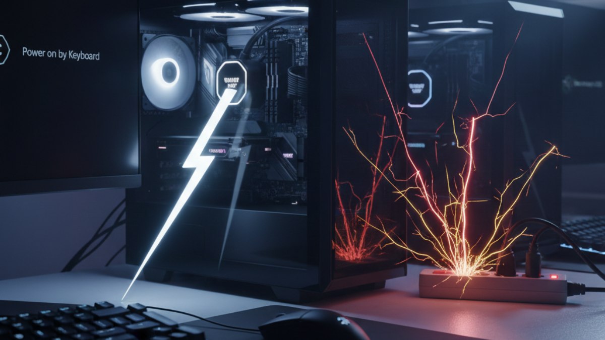 Đảm bảo an toàn nguồn điện khi sử dụng cách mở máy tính cây bằng bàn phím.