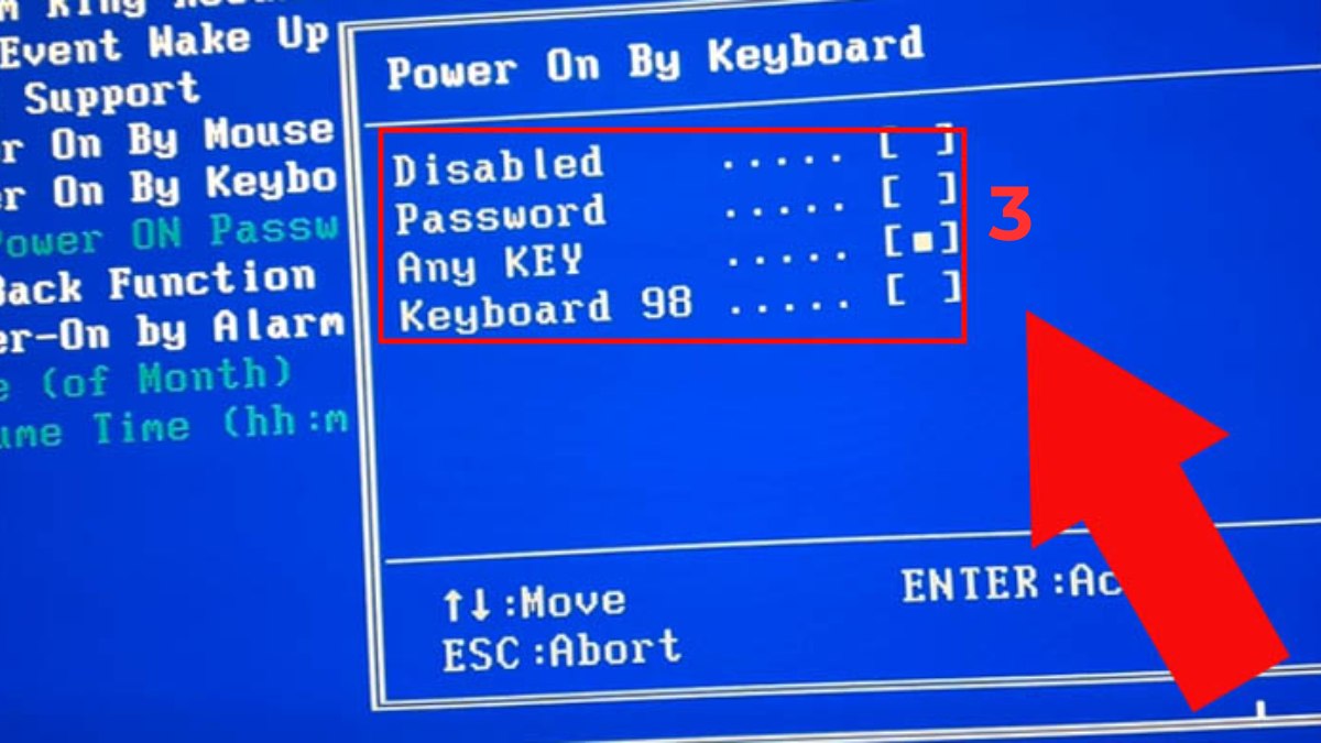 Chọn phím bất kỳ trong cài đặt cách mở máy tính cây bằng bàn phím.