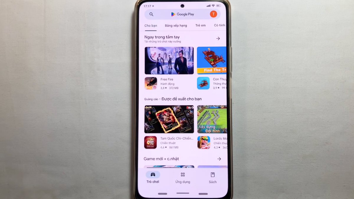 Giao diện chính của Google Play Store, bước đầu tiên để thực hiện cách nạp tiền vào ch play