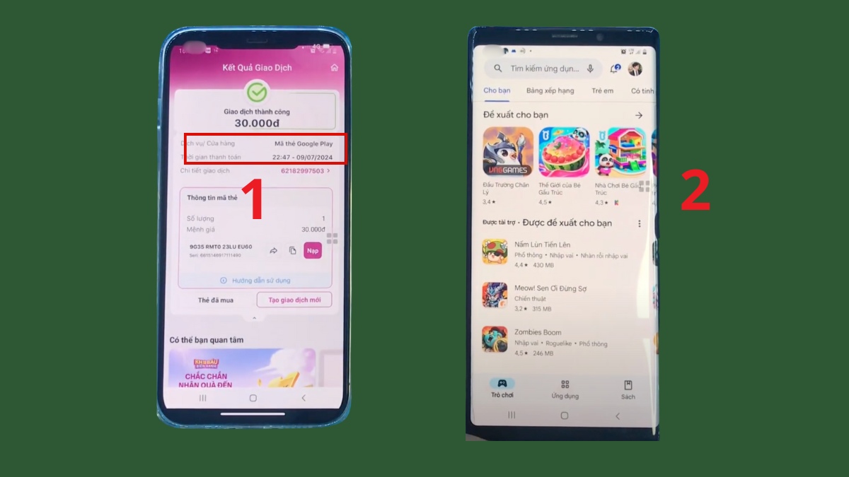 Hóa đơn mua mã thẻ Google Play Gift Card, một cách nạp tiền vào ch play trực tuyến