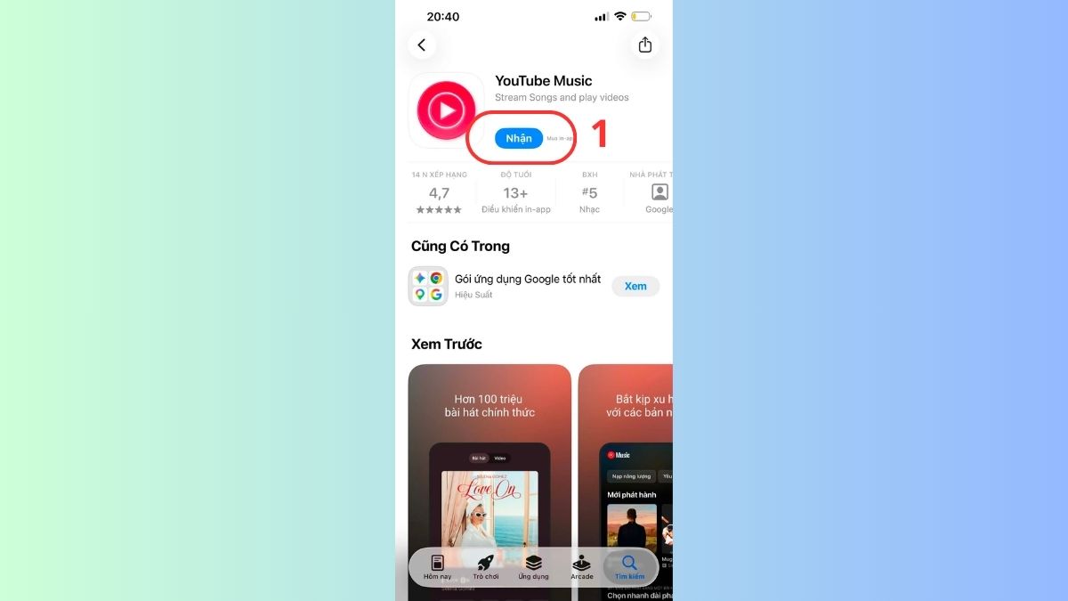 Tải ứng dụng YouTube Music trên App Store là mẹo nghe YouTube tắt màn hình Android và iOS.