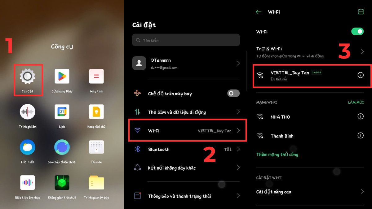 Hướng dẫn tạo mã QR WiFi trên Oppo để chia sẻ: Chọn mạng WiFi đang kết nối trước khi thực hiện cách quét mã QR WiFi trên Oppo bằng thiết bị khác