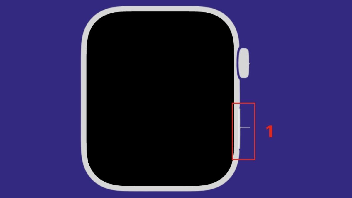 Nhấn giữ nút sườn để khởi động khi thực hiện cài đặt Apple Watch Series 10.
