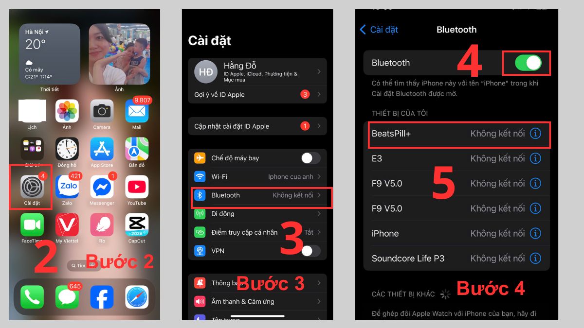 Hướng dẫn sử dụng loa Harman Kardon kết nối với điện thoại iPhone qua mục Cài đặt.
