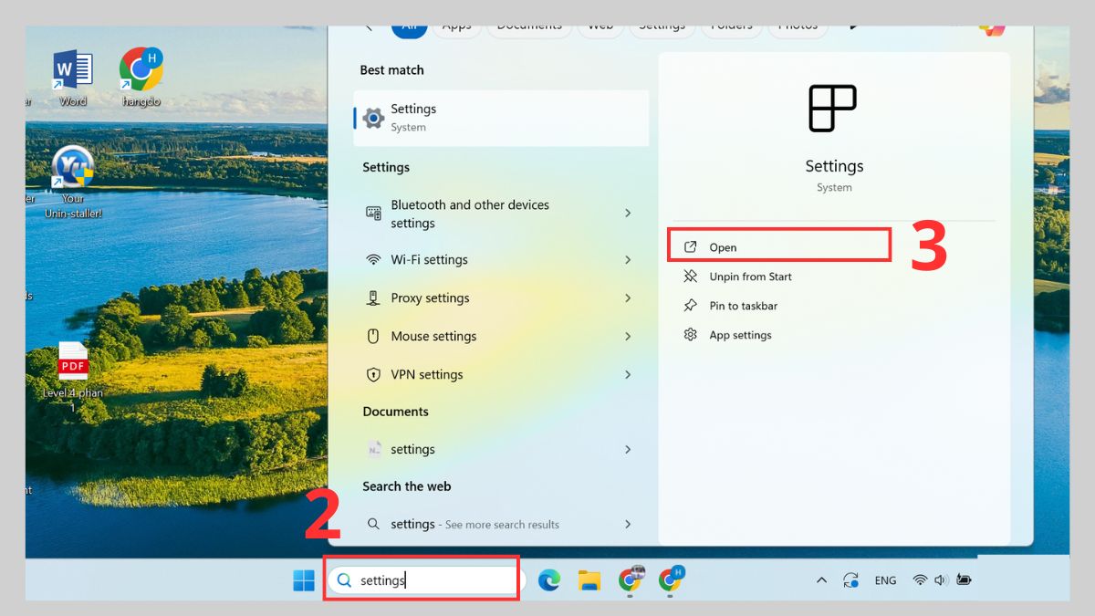 Mở cài đặt Settings trên máy tính để thực hiện cách sử dụng loa Harman Kardon.