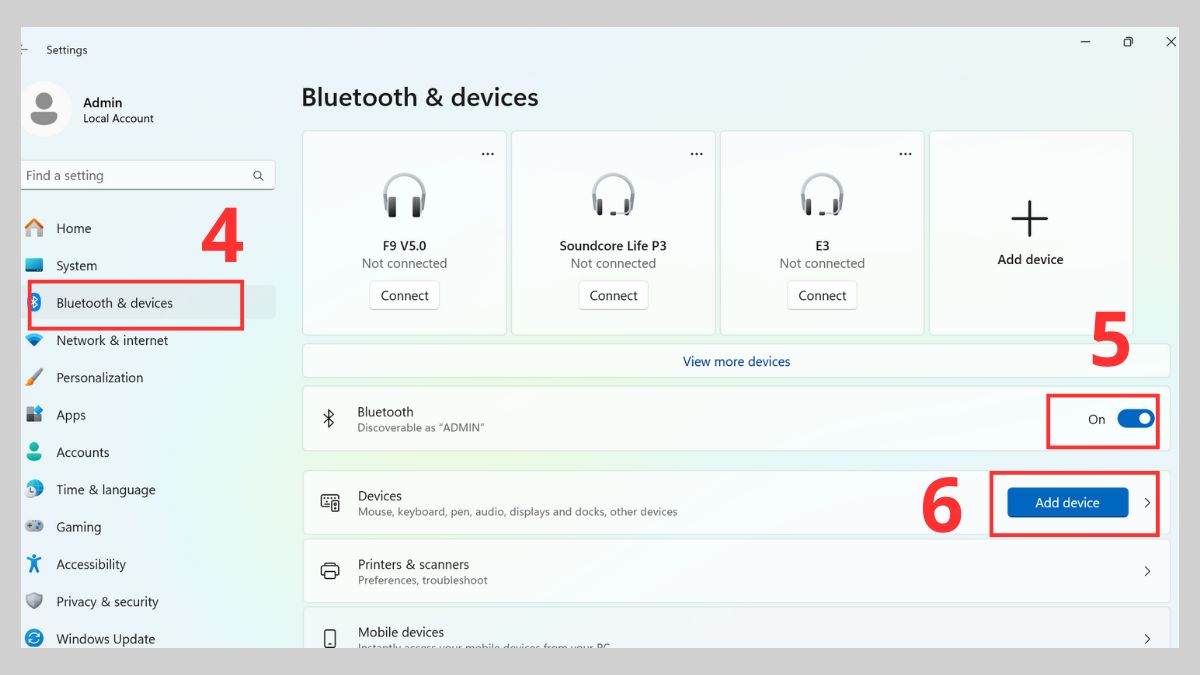 Kích hoạt Bluetooth trên Windows là bước quan trọng trong cách sử dụng loa Harman Kardon.