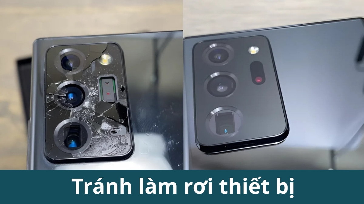 so sánh camera Samsung bị vỡ và nguyên vẹn, cần tránh rơi để cách sửa máy ảnh Samsung bị lỗi không xảy ra.