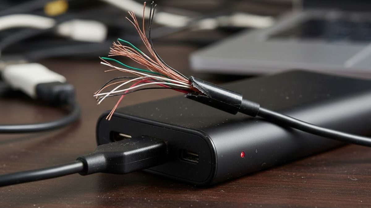 Cáp hỏng khiến pin dự phòng không vào điện và cách sửa sạc dự phòng không vào điện.