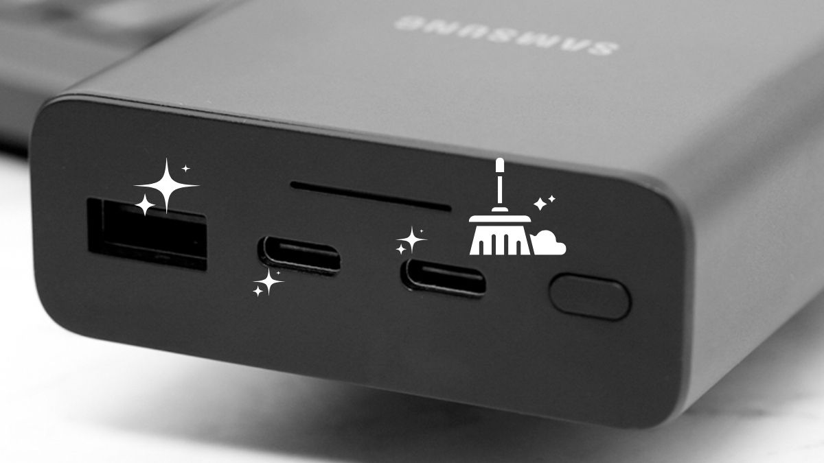 Vệ sinh cổng sạc sạch sẽ giúp sửa sạc dự phòng không vào điện nhanh chóng.