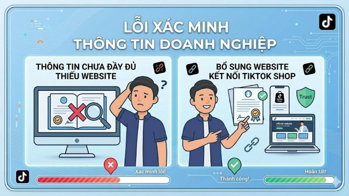 Khắc phục lỗi thiếu website giúp xác minh cách tạo tài khoản quảng cáo tiktok shop.