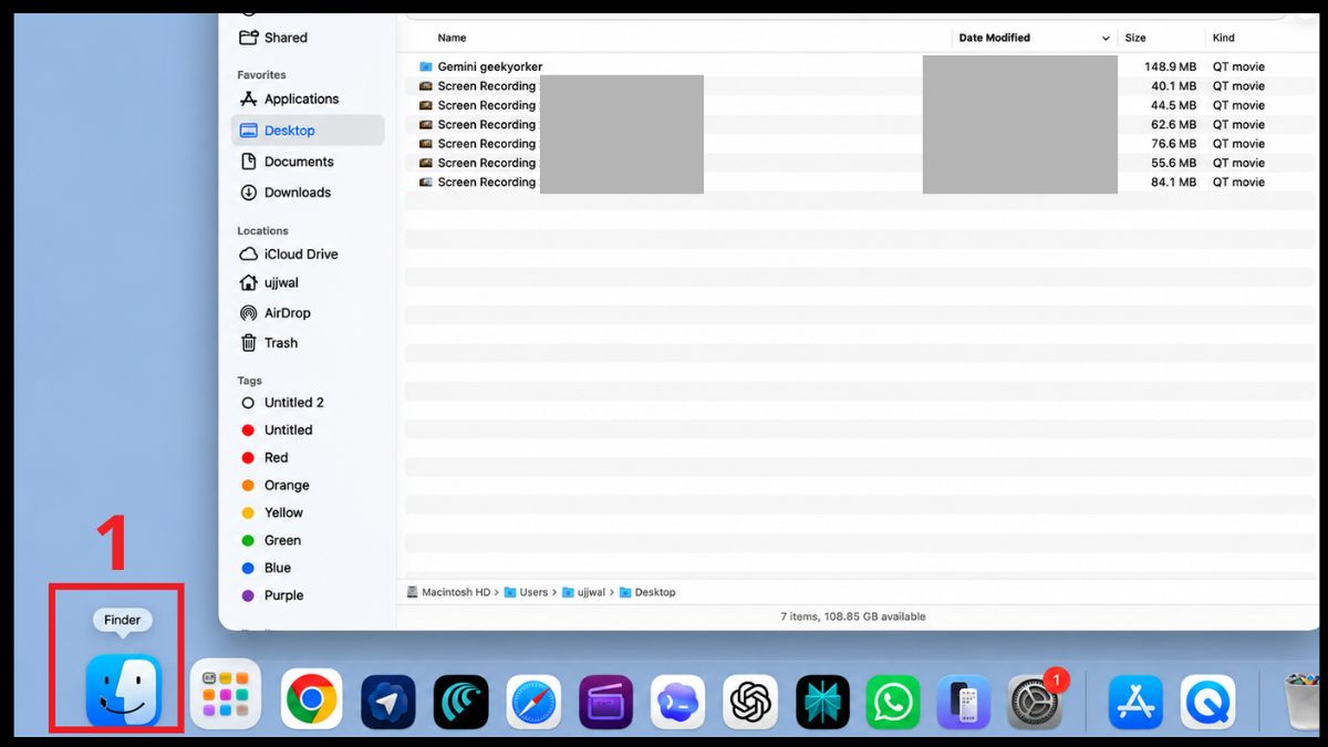 Mở Finder trên macOS quản lý ứng dụng theo cách tải gemini về máy tính.