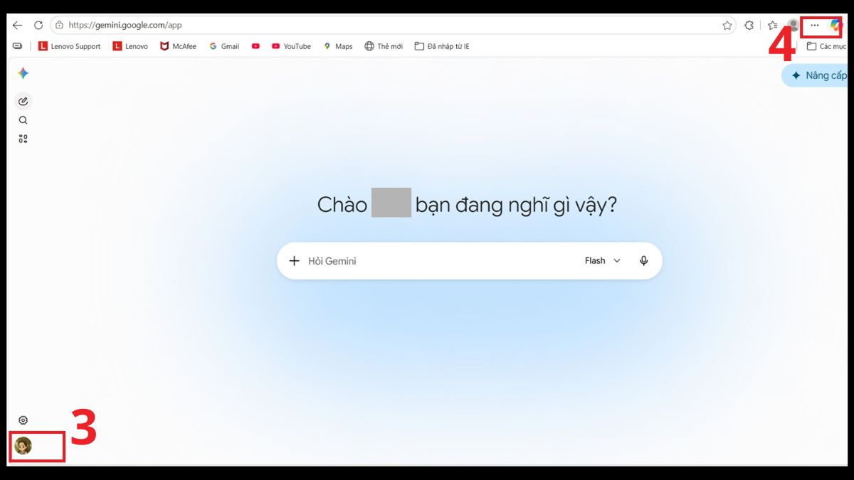 Bấm menu ba chấm góc phải áp dụng cách tải gemini về máy tính.