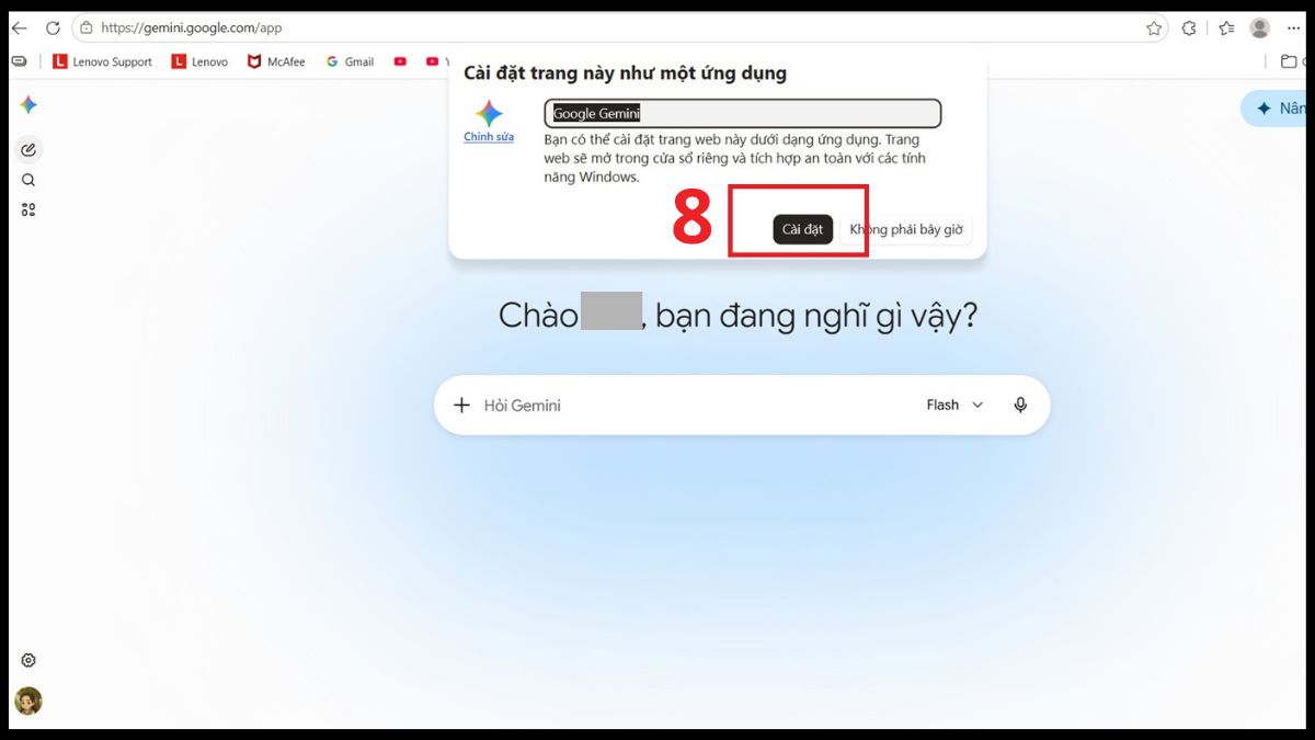Nhấn nút Cài đặt xác nhận hoàn tất cách tải gemini về máy tính.