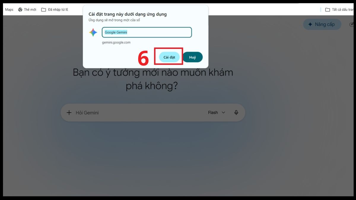 Bấm nút Cài đặt trên Chrome hoàn tất cách tải gemini về máy tính.