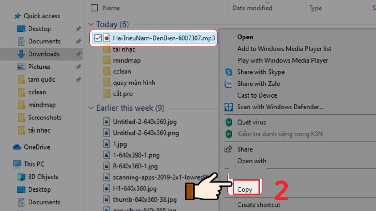Thao tác Copy bài hát trên máy tính để chuẩn bị cách tải nhạc về Nokia.