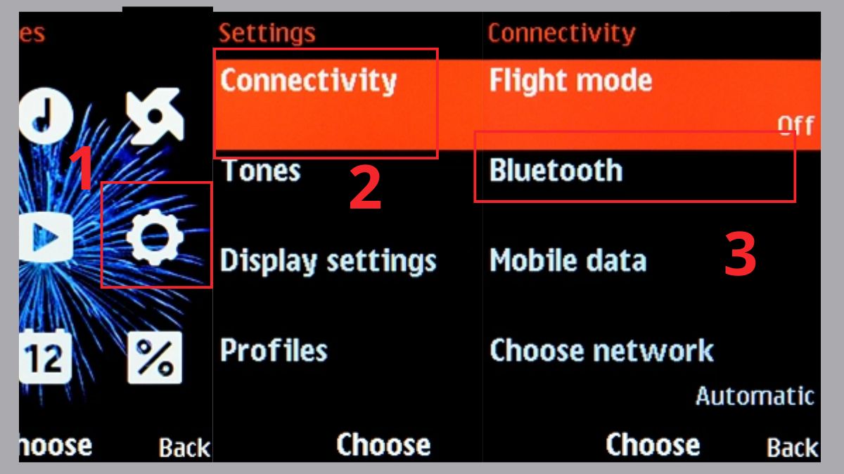 Truy cập cài đặt Bluetooth để thực hiện cách tải nhạc về điện thoại Nokia 105.