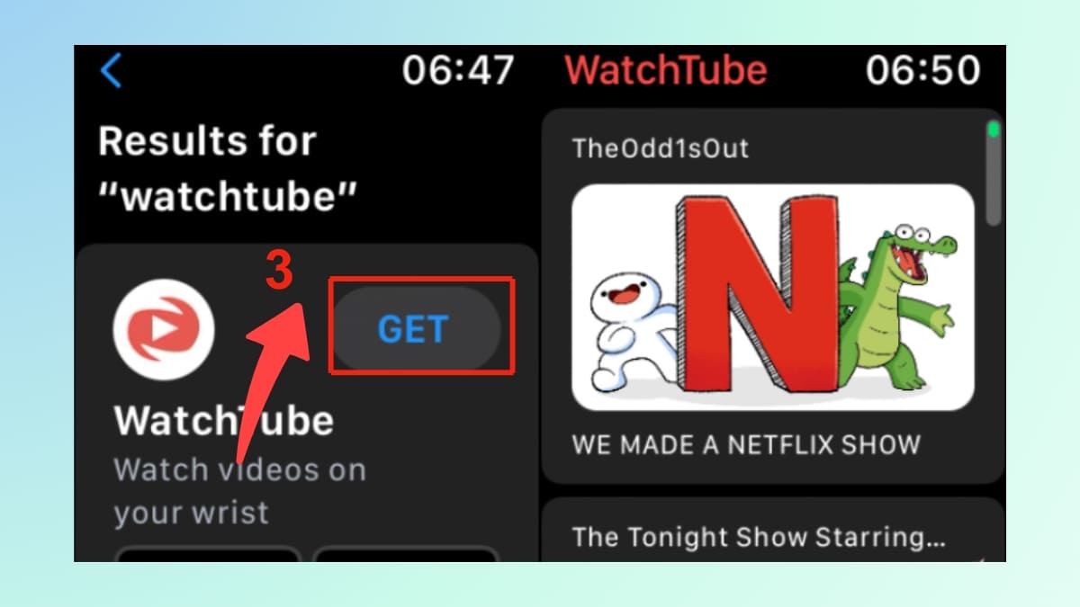 Nhấn Get để thực hiện cách cài đặt youtube trên apple watch thông qua ứng dụng WatchTube.