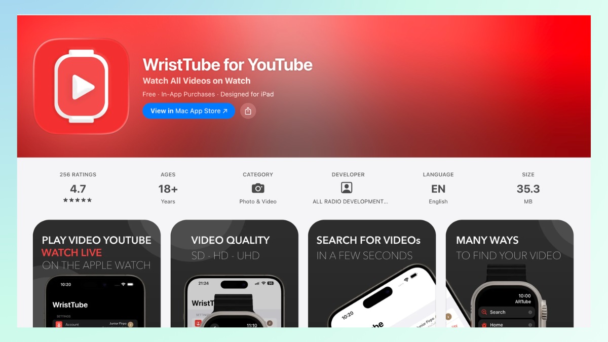 Giao diện ứng dụng WristTube giúp tối ưu cách cài youtube trên apple watch cực đơn giản.