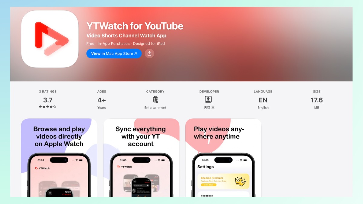 Ứng dụng YTWatch là lựa chọn thay thế hữu ích trong cách tải youtube cho apple watch.