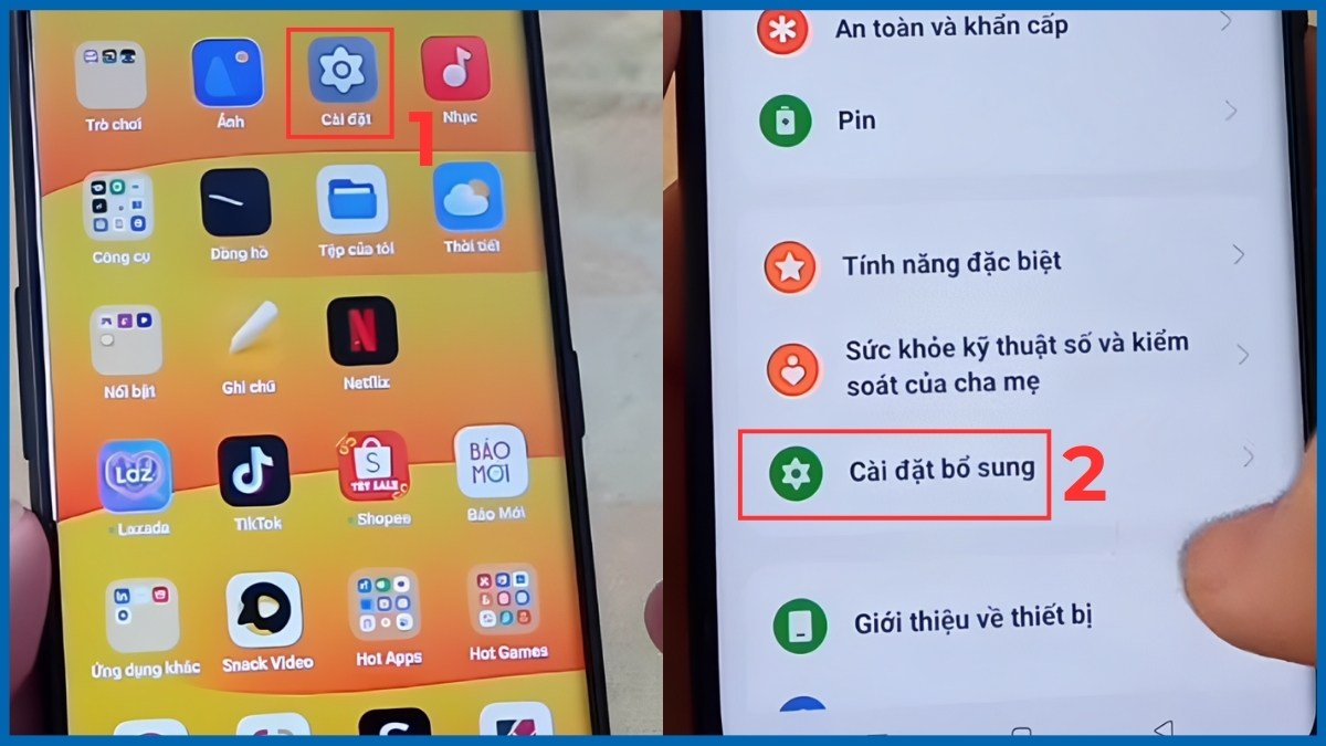 Chọn Cài đặt và Cài đặt bổ sung để thực hiện cách tắt âm bàn phím nokia cục gạch.