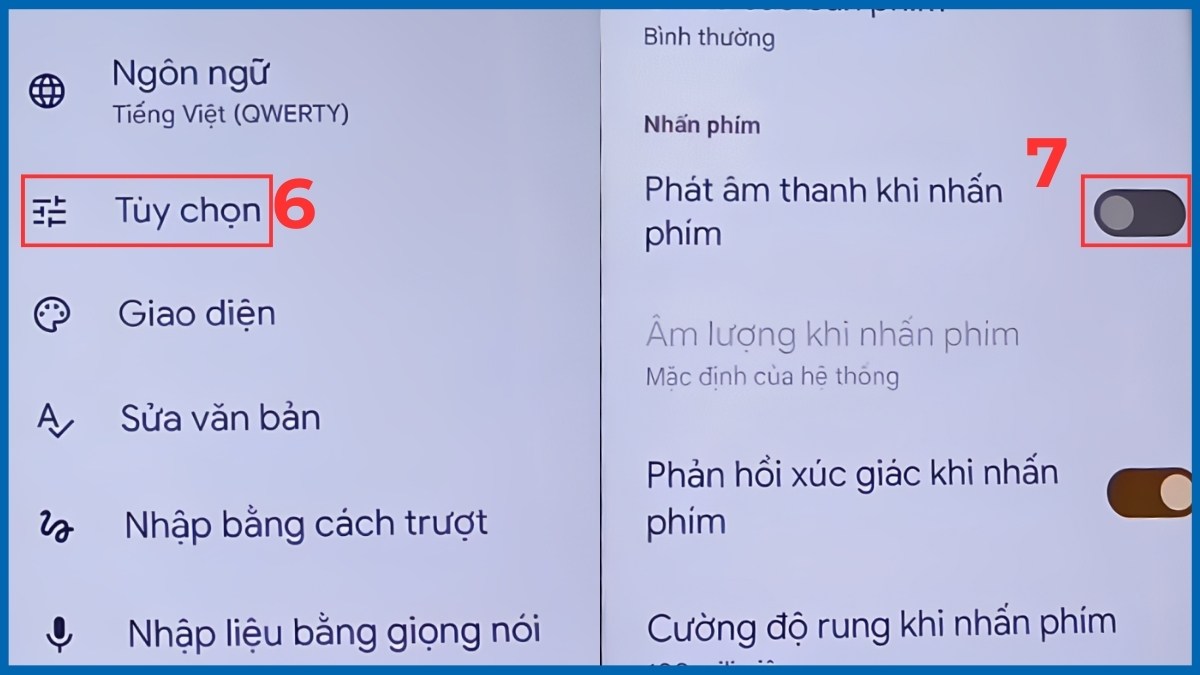 Tắt mục Phát âm thanh khi nhấn phím để hoàn tất cách tắt âm bàn phím nokia cục gạch.