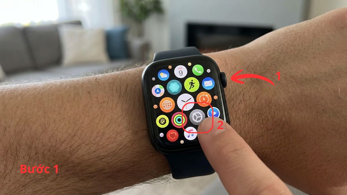 Cụm đèn LED cảm biến phát sáng và cách tắt đèn xanh của Apple Watch để tiết kiệm pin.