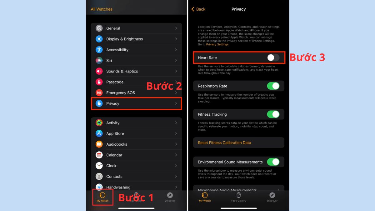 Gạt tắt mục Heart Rate là cách tắt đèn phía sau Apple Watch nhanh chóng nhất.
