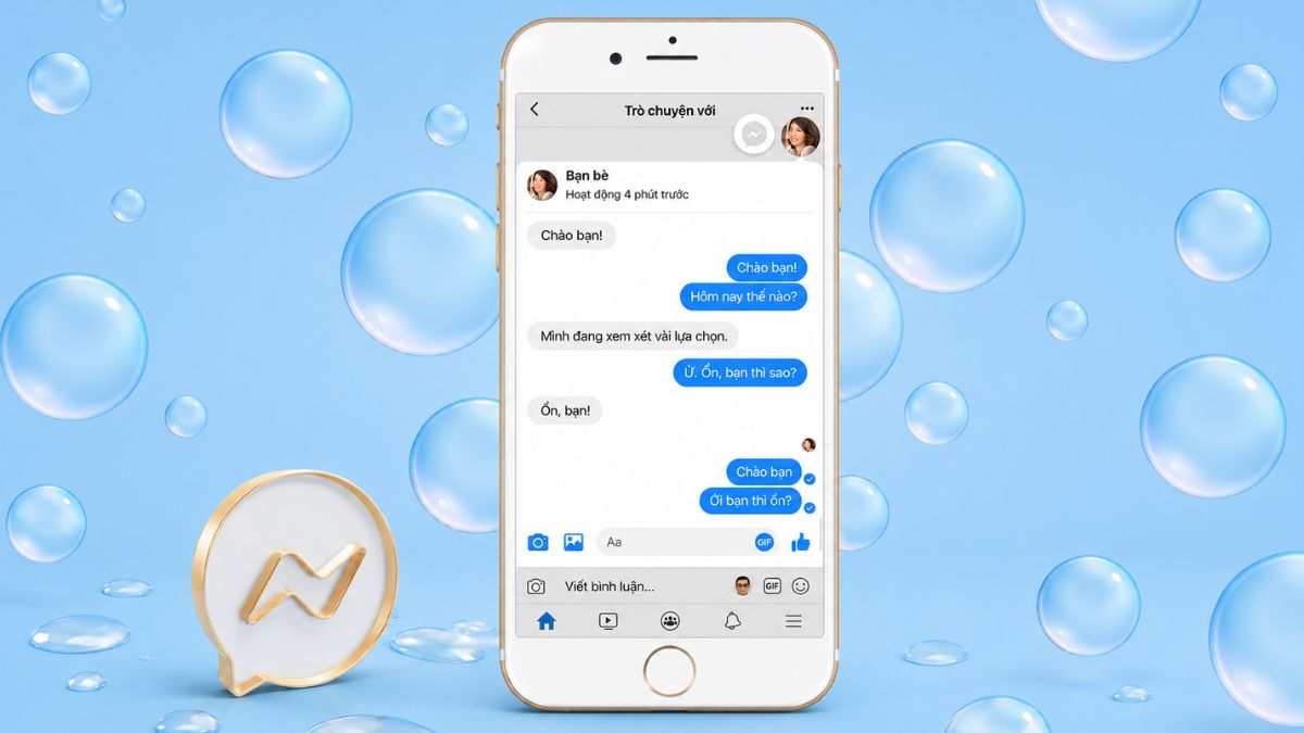 Giao diện tin nhắn iPhone minh họa cách tắt bong bóng chat messenger trên iphone.