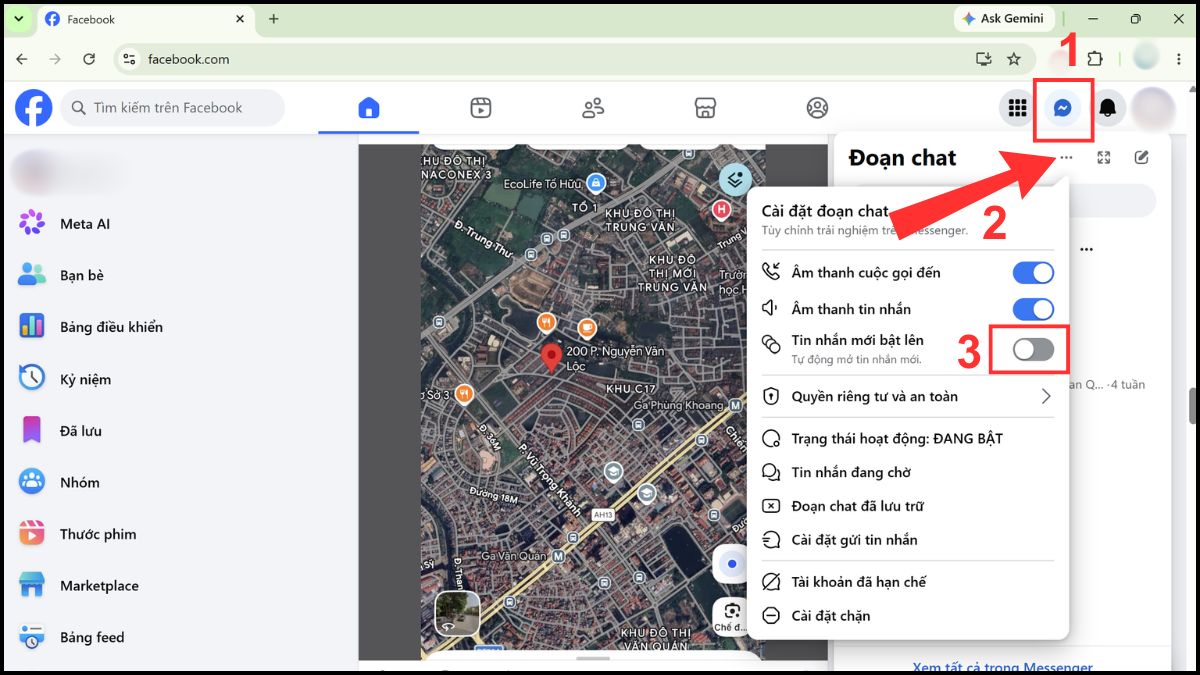 Tắt tin nhắn bật lên máy tính nhờ cách tắt bong bóng chat messenger.