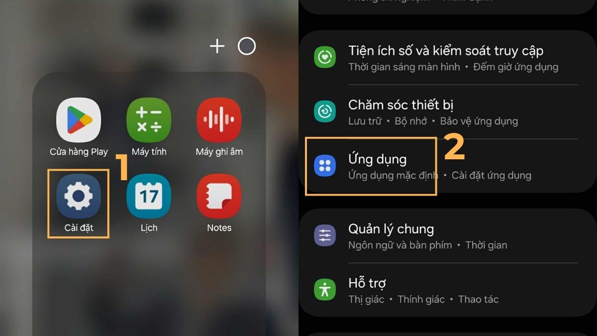 cách tắt quảng cáo ch play vào mục Ứng dụng trong Cài đặt