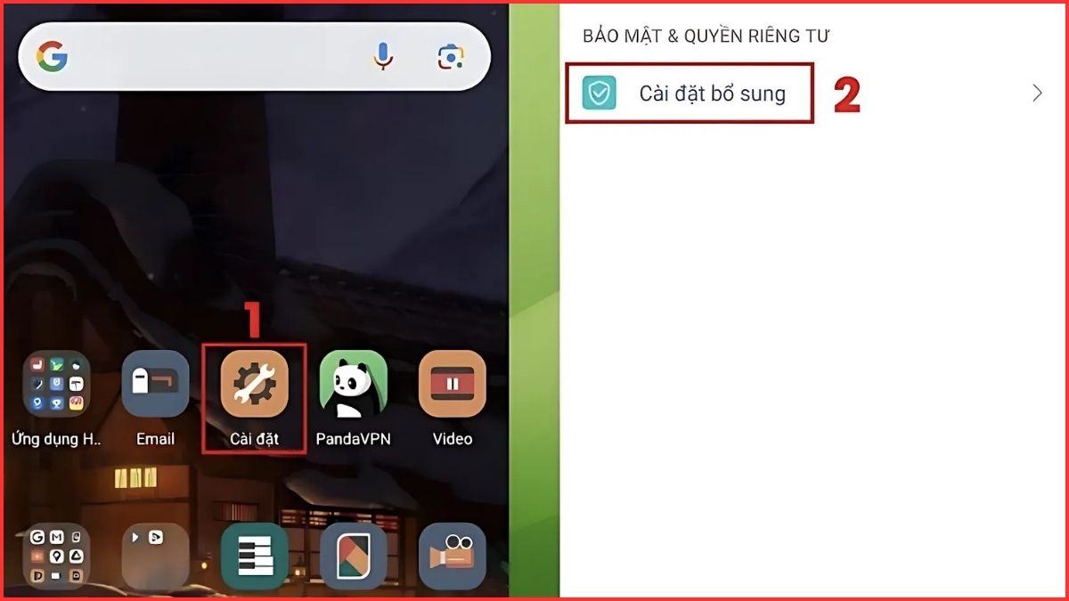 bước 1 trong cách tắt quyền trợ năng trên oppo: mở Cài đặt (hình răng cưa) và chọn Cài đặt bổ sung