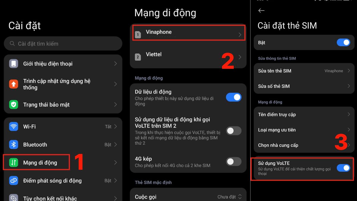 cách tắt volte trên điện thoại oppo qua mục Mạng di động để tắt volte trên oppo và cách tắt chữ volte trên oppo