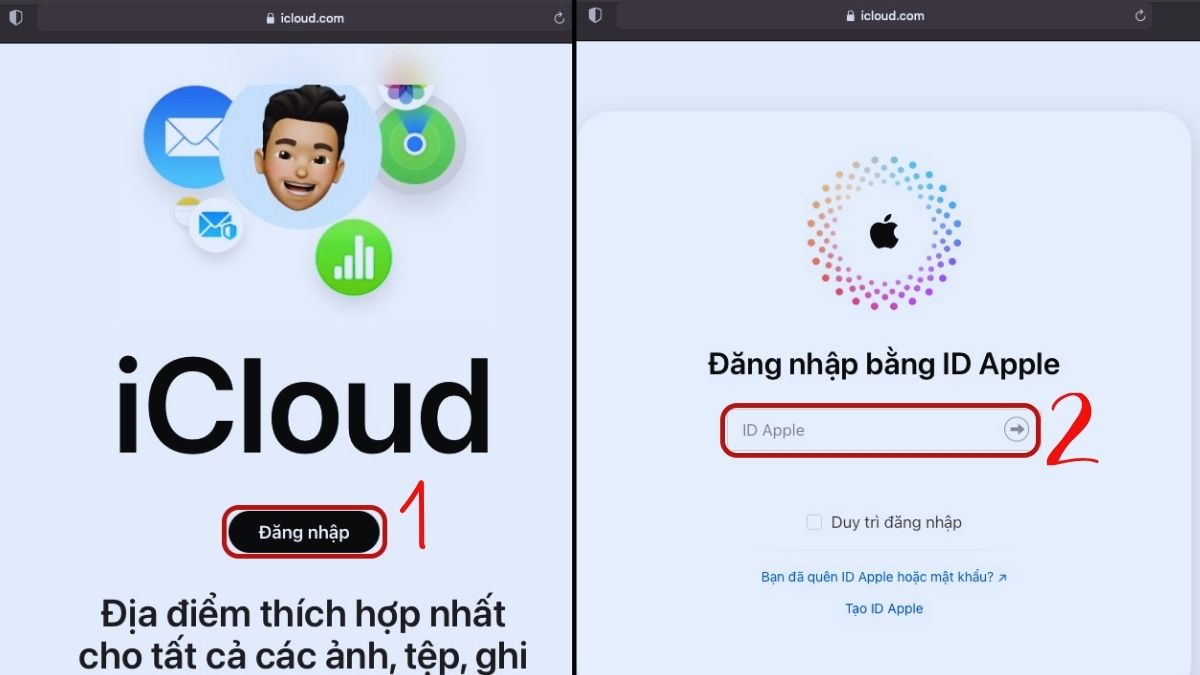 Đăng nhập vào trang web iCloud.com để thực hiện cách thoát icloud trên apple watch từ xa.