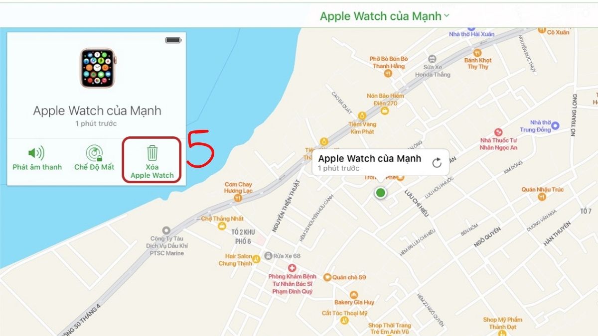 Chọn tính năng xóa thiết bị từ xa là một cách thoát icloud trên apple watch hiệu quả.