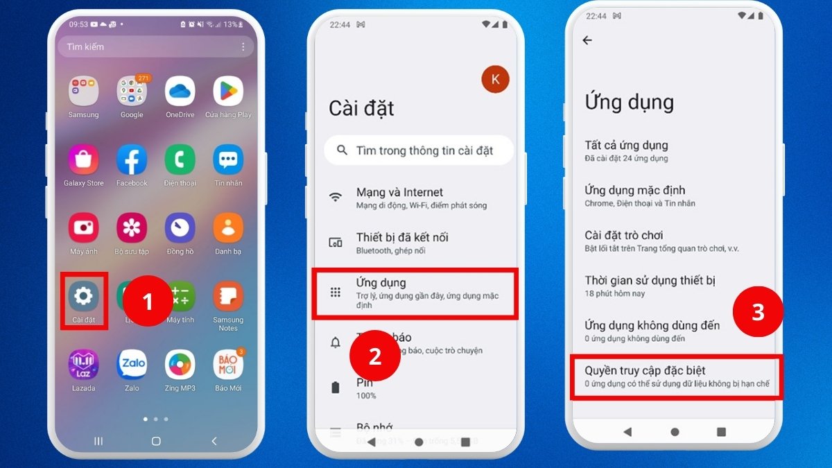 Truy cập Quyền truy cập đặc biệt để cài đặt cách vừa nghe youtube vừa lướt web trên android.
